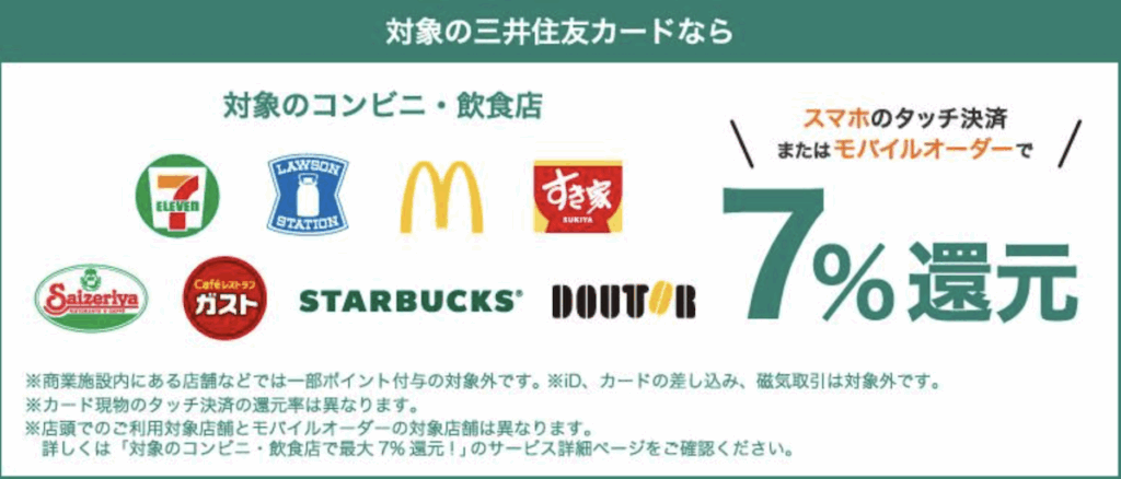 三井住友カードのタッチ決済ポイントアプ対象店舗