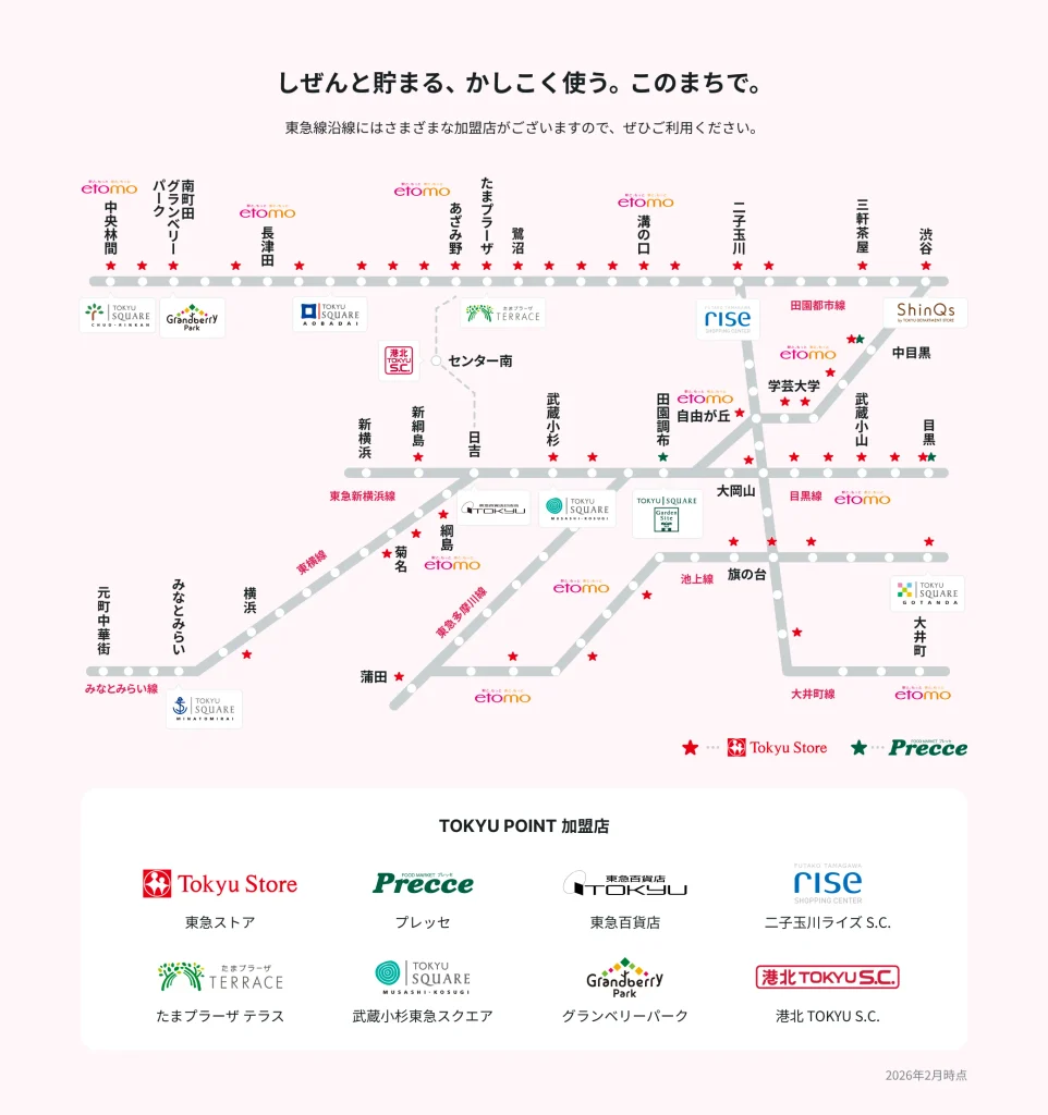 TOKYUの路線図と加盟店の画像